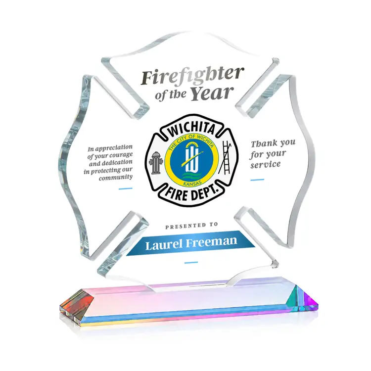 Maltese Cross Award on Crystal Base - Multicolor #17