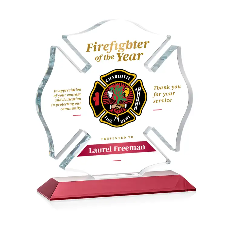 Maltese Cross Award on Crystal Base - Multicolor #18