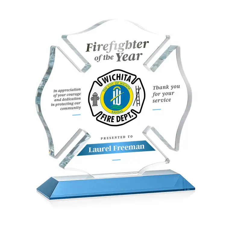 Maltese Cross Award on Crystal Base - Multicolor #19