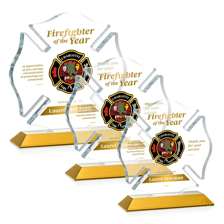 Maltese Cross Award on Crystal Base - Multicolor #2