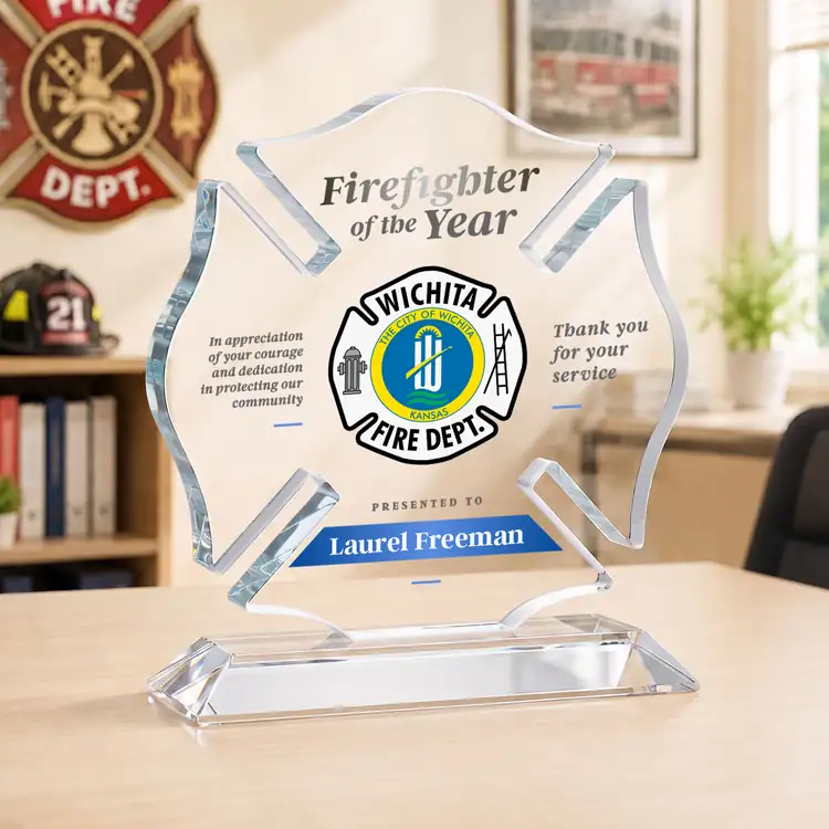 Maltese Cross Award on Crystal Base - Multicolor #21
