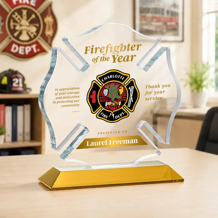 Maltese Cross Award on Crystal Base - Multicolor #22