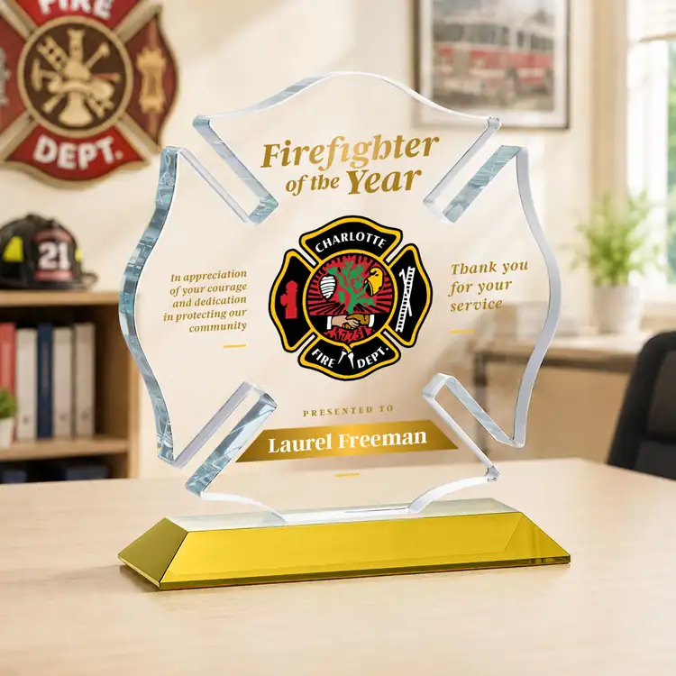 Maltese Cross Award on Crystal Base - Multicolor #23