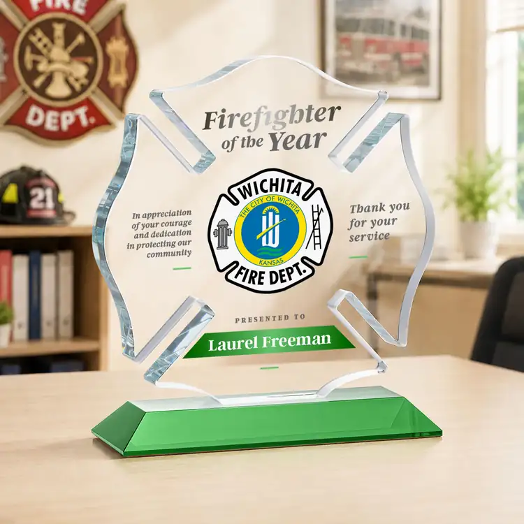 Maltese Cross Award on Crystal Base - Multicolor #24