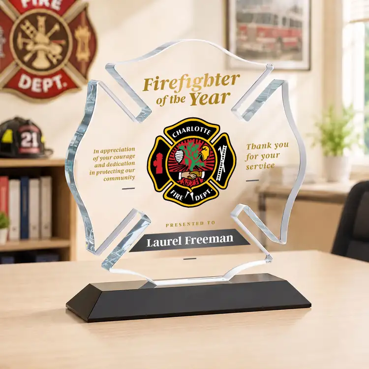 Maltese Cross Award on Crystal Base - Multicolor #25