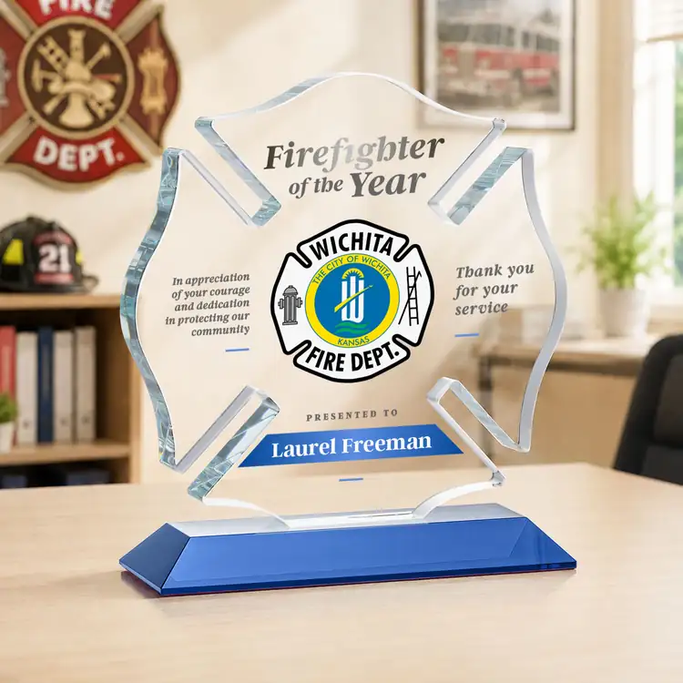 Maltese Cross Award on Crystal Base - Multicolor #26
