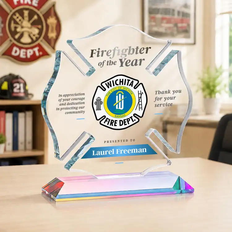 Maltese Cross Award on Crystal Base - Multicolor #27