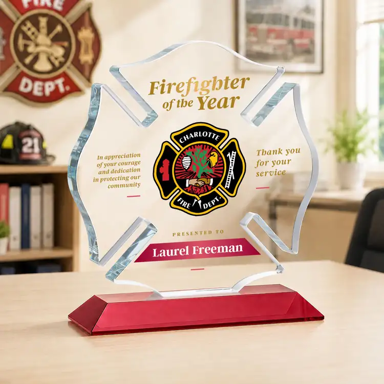 Maltese Cross Award on Crystal Base - Multicolor #28
