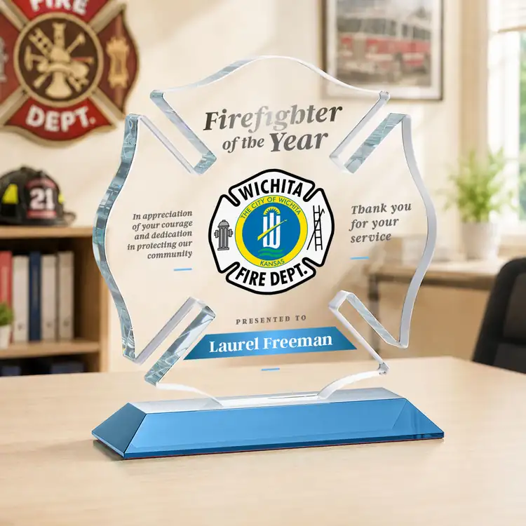 Maltese Cross Award on Crystal Base - Multicolor #29