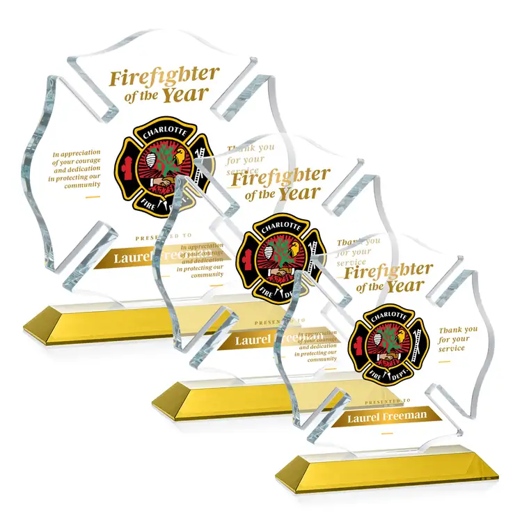Maltese Cross Award on Crystal Base - Multicolor #3