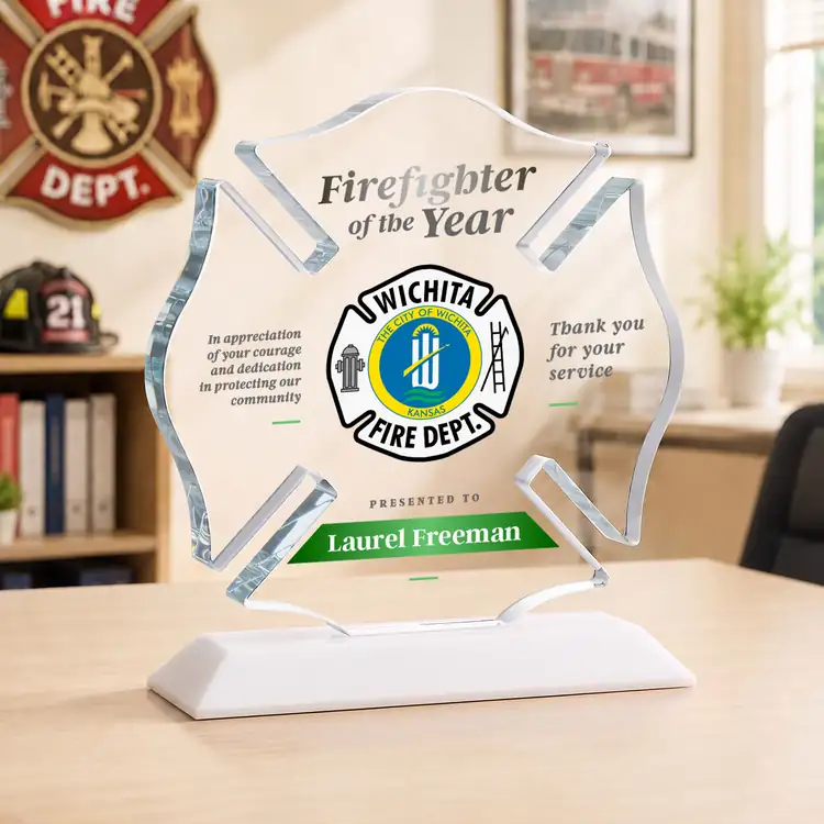 Maltese Cross Award on Crystal Base - Multicolor #30