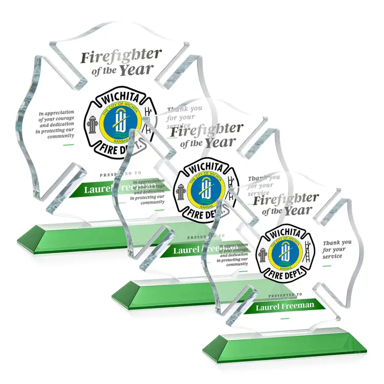 Maltese Cross Award on Crystal Base - Multicolor #4