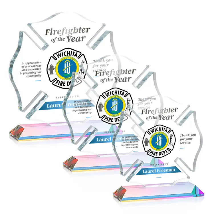 Maltese Cross Award on Crystal Base - Multicolor #7
