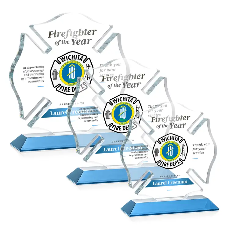 Maltese Cross Award on Crystal Base - Multicolor #9