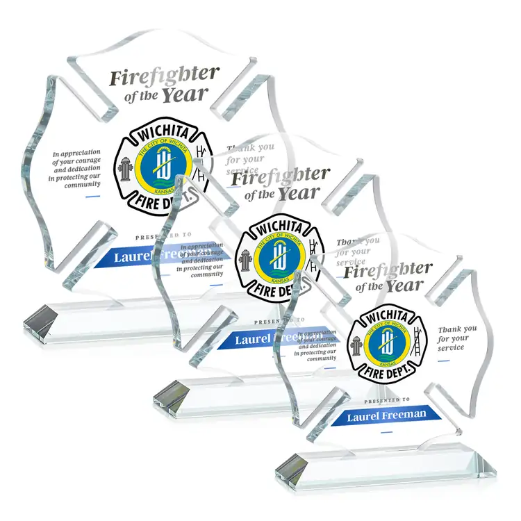 Maltese Cross Award on Crystal Base - Multicolor