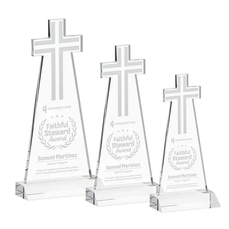 Trophée Croix en cristal - Gravure