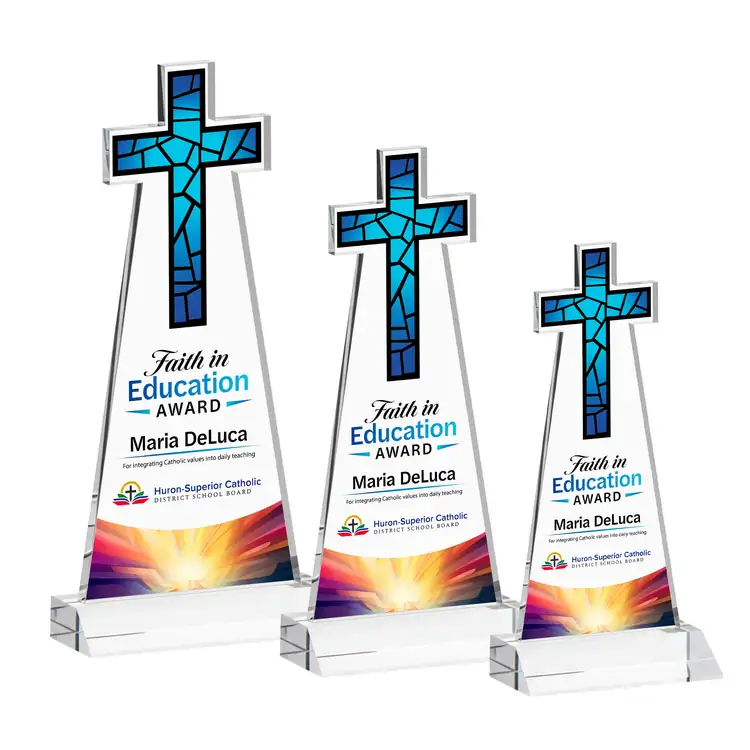 Trophée Croix en cristal - Multicolore