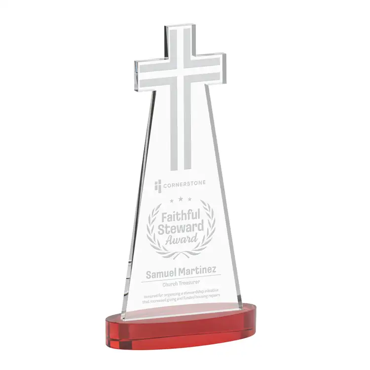 Cross Crystal Award on Alberton Base - Deep Etch #8