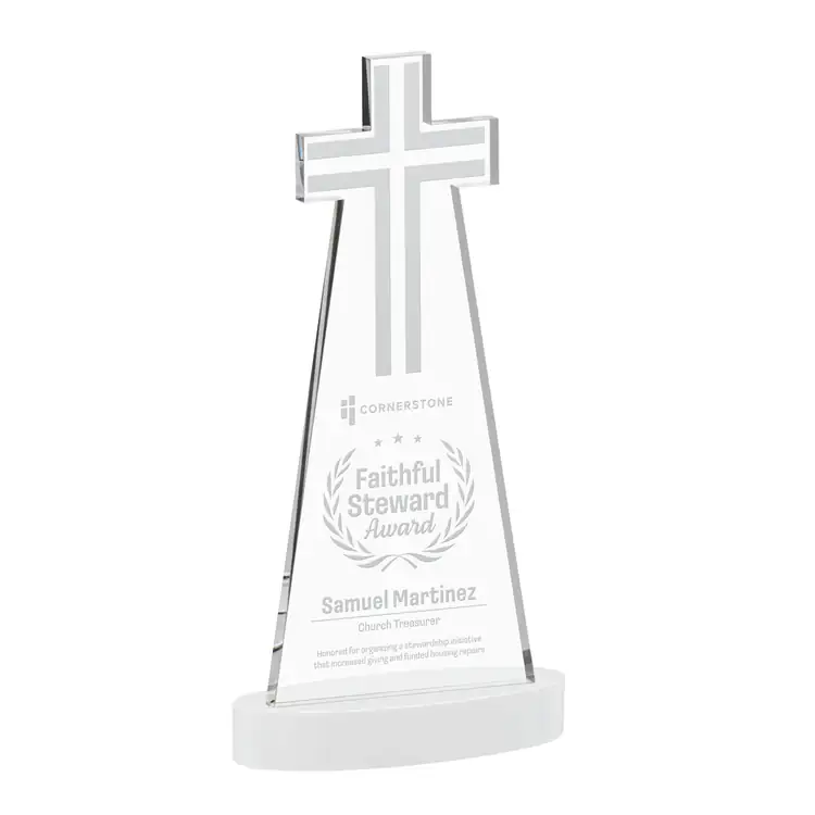 Cross Crystal Award on Alberton Base - Deep Etch #9