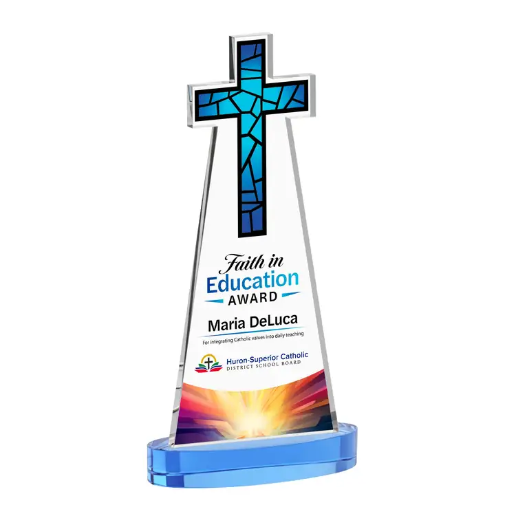 Cross Crystal Award on Alberton Base - Multicolor #10