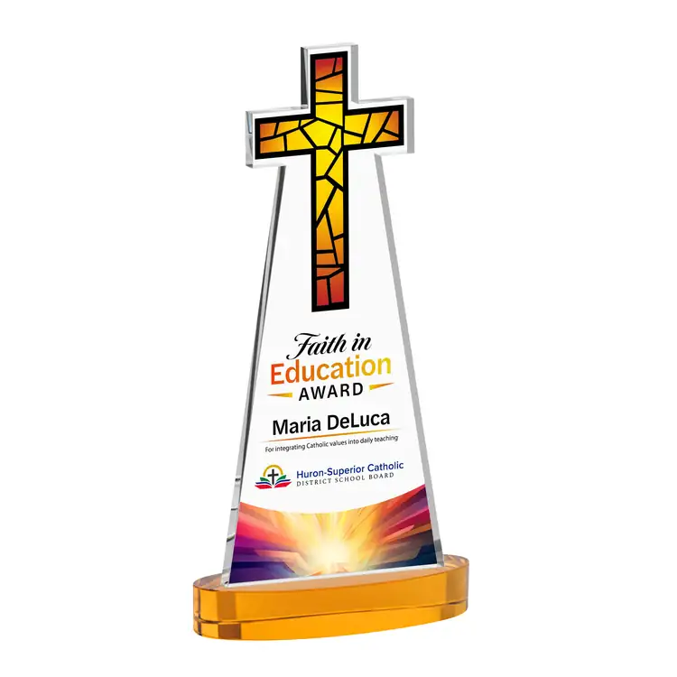 Cross Crystal Award on Alberton Base - Multicolor #3
