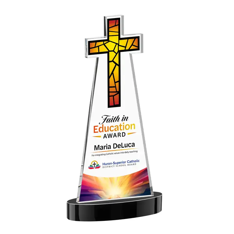 Cross Crystal Award on Alberton Base - Multicolor #6