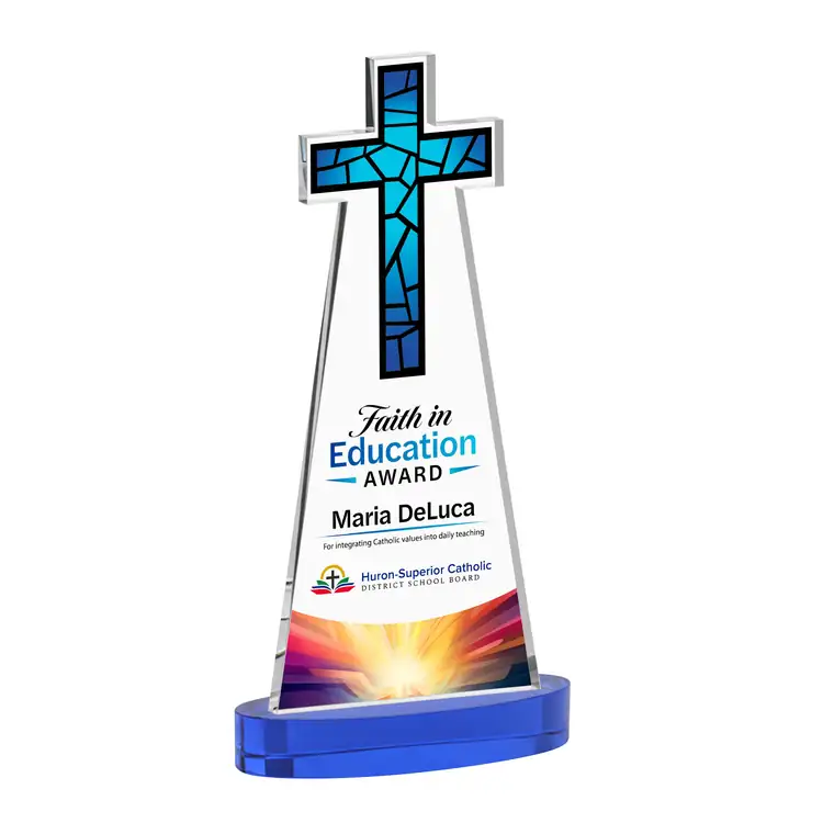 Cross Crystal Award on Alberton Base - Multicolor #7