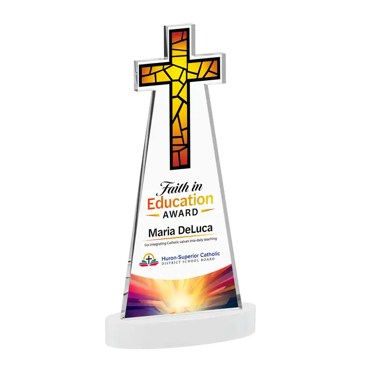 Cross Crystal Award on Alberton Base - Multicolor #9