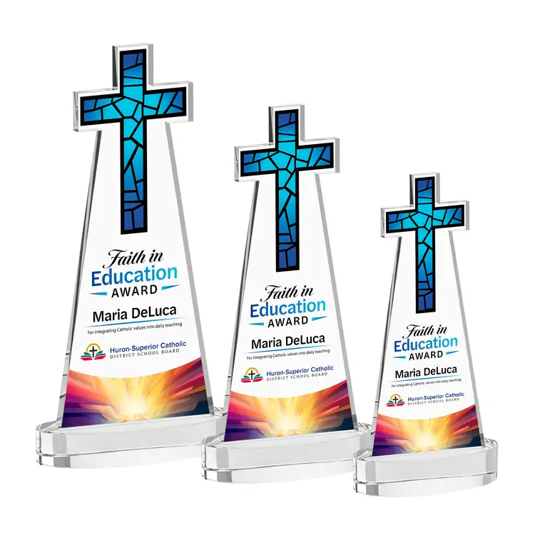 Cross Crystal Award on Alberton Base - Multicolor
