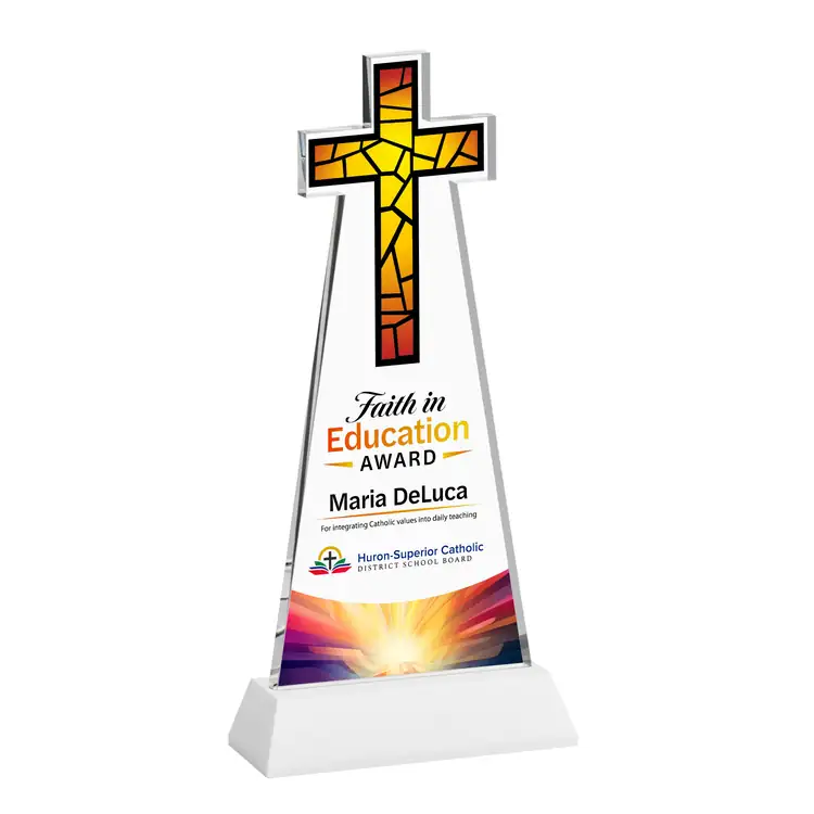 Cross Crystal Award on Hartford Base - Multicolor #10