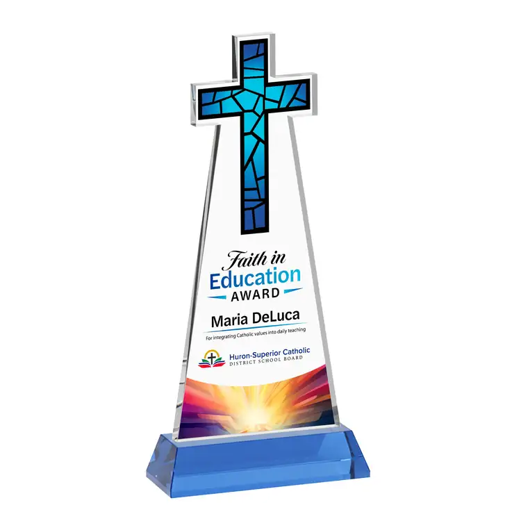 Cross Crystal Award on Hartford Base - Multicolor #11