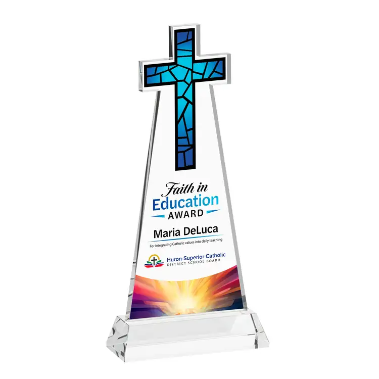 Cross Crystal Award on Hartford Base - Multicolor #2