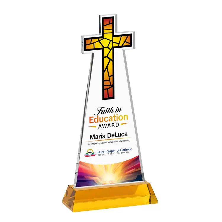 Cross Crystal Award on Hartford Base - Multicolor #3