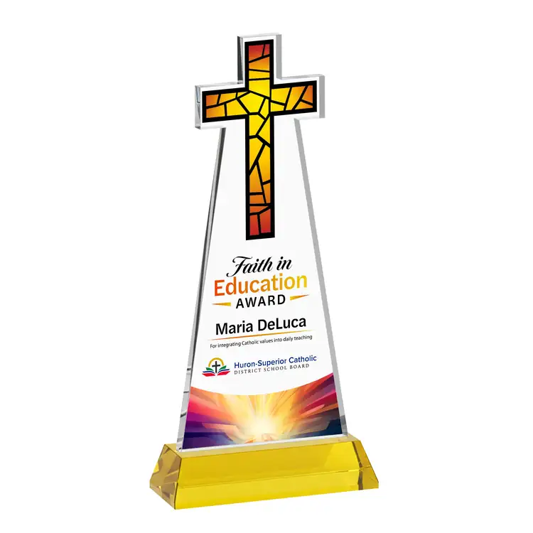 Cross Crystal Award on Hartford Base - Multicolor #4