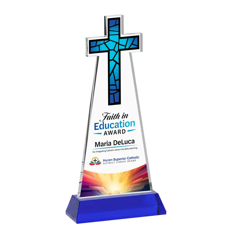 Cross Crystal Award on Hartford Base - Multicolor #7