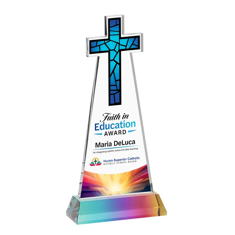 Cross Crystal Award on Hartford Base - Multicolor #8