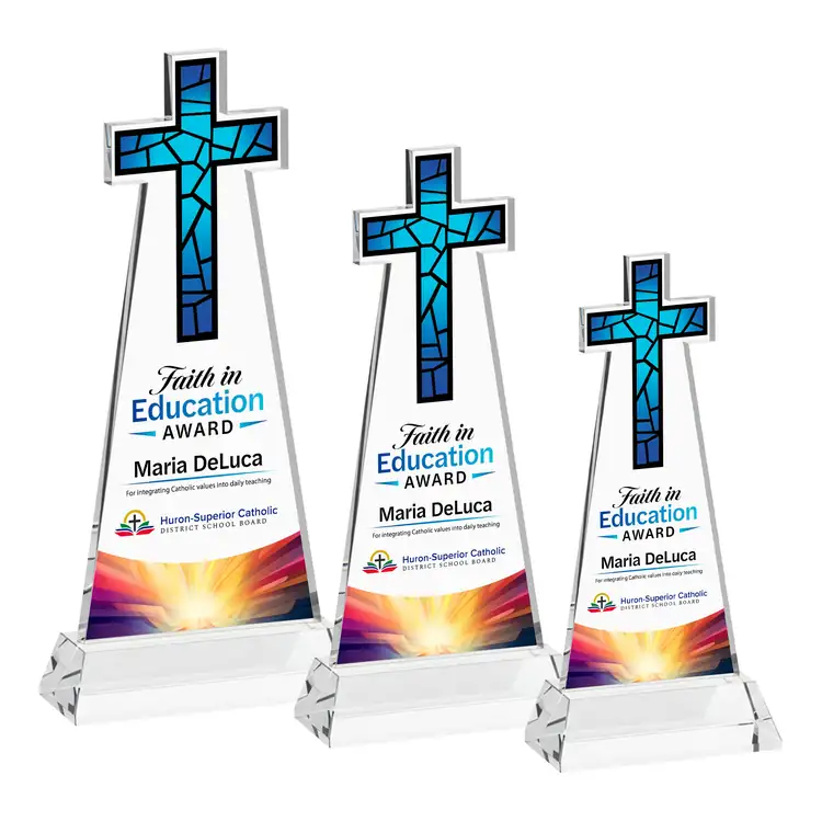 Cross Crystal Award on Hartford Base - Multicolor