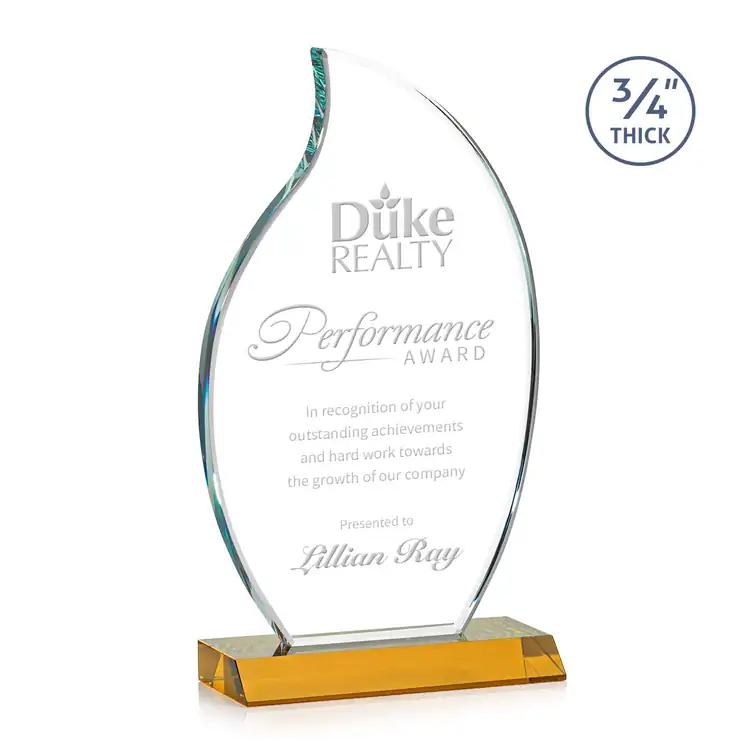 Croydon Flame Award - Starfire Crystal - Engraved #3