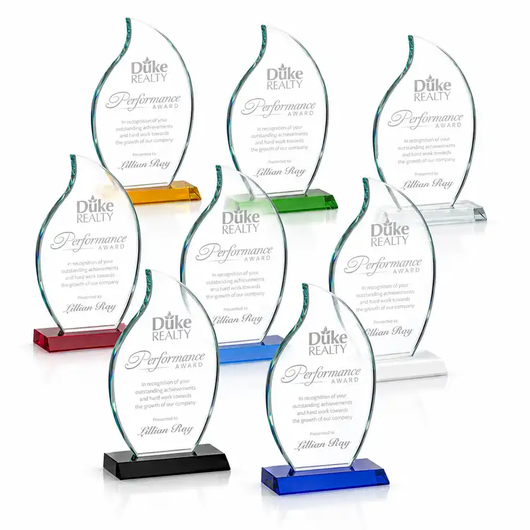 Croydon Flame Award - Starfire Crystal - Engraved