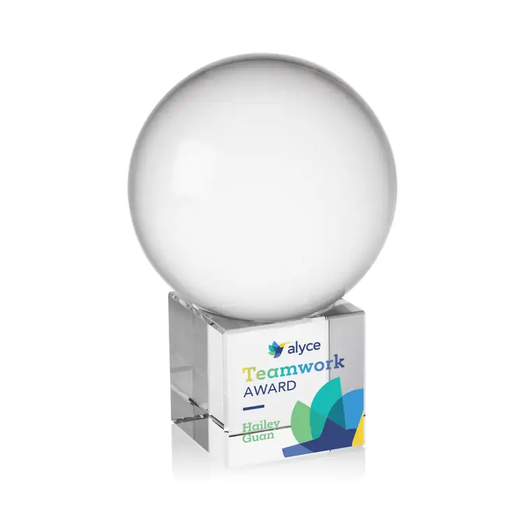 Crystal Ball Optical Crystal Award on Cube Multicolor #2