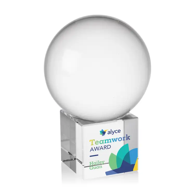 Crystal Ball Optical Crystal Award on Cube Multicolor #3