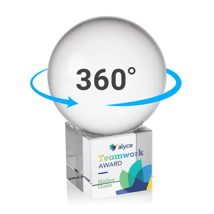 Crystal Ball Optical Crystal Award on Cube Multicolor #5