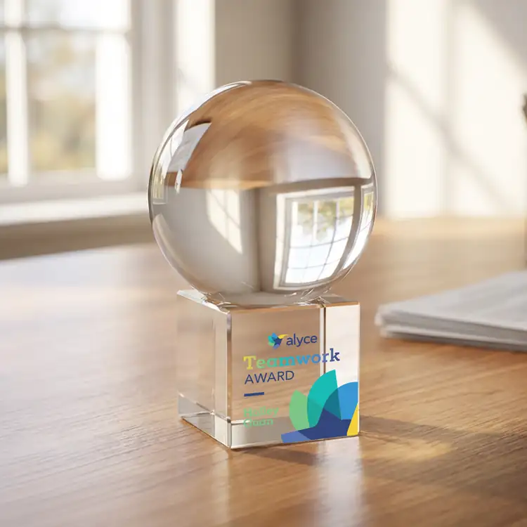 Crystal Ball Optical Crystal Award on Cube Multicolor #6