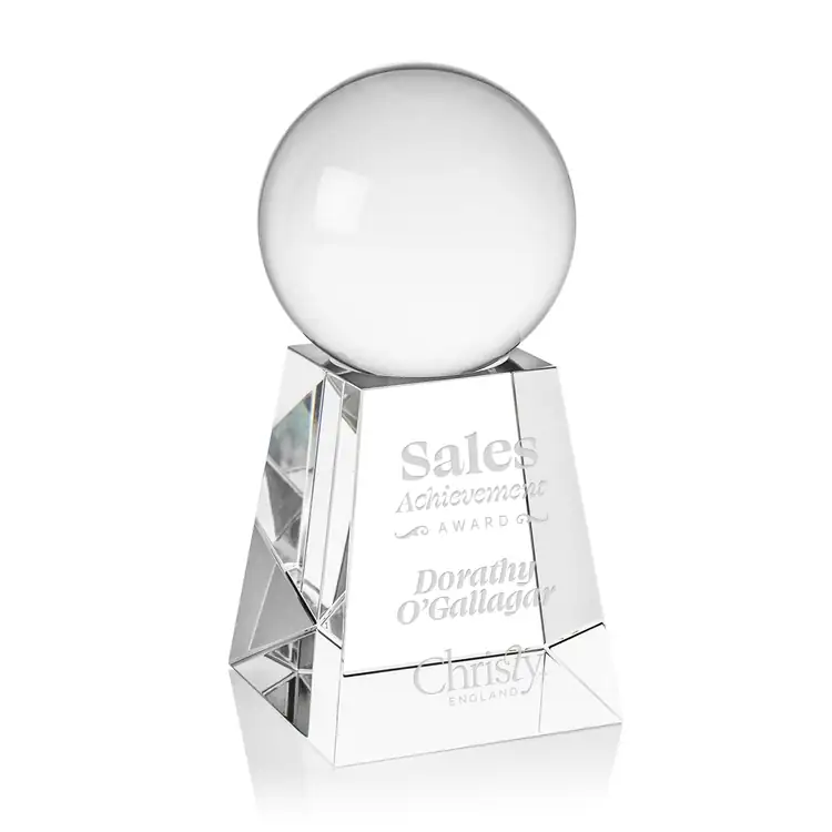 Crystal Ball Optical Crystal Award on Tall Base #3