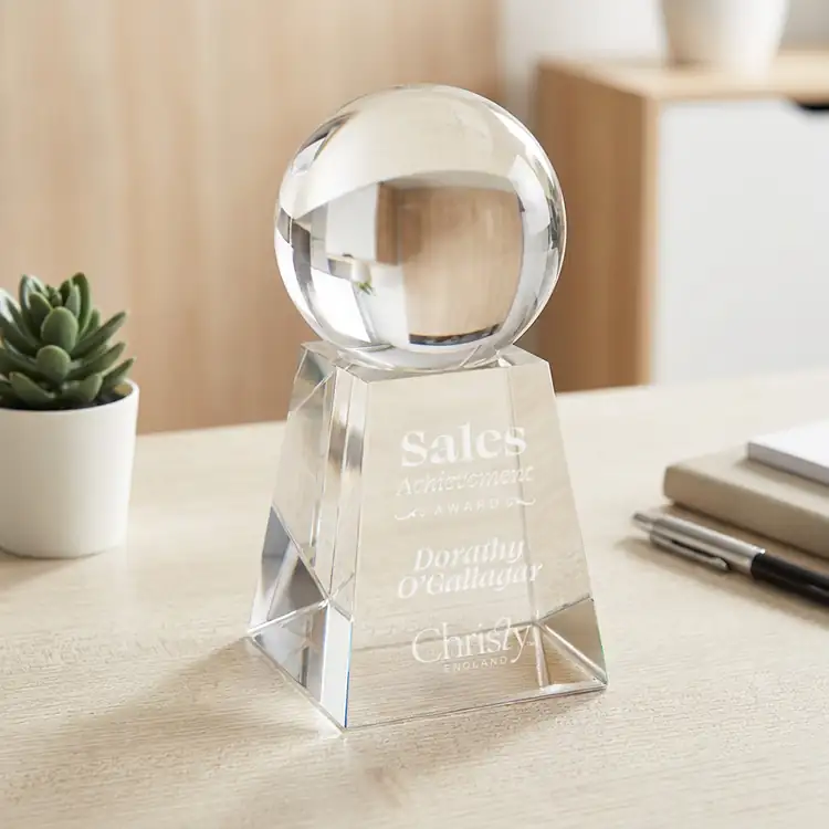 Crystal Ball Optical Crystal Award on Tall Base #5
