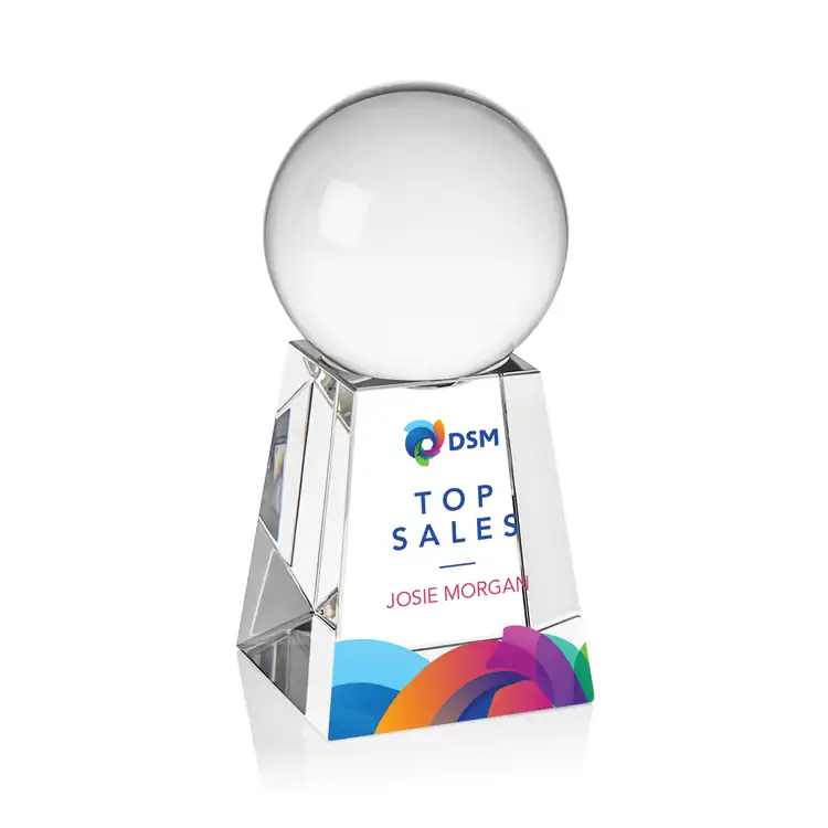 Crystal Ball Optical Crystal Award on Tall Base Multicolor #2