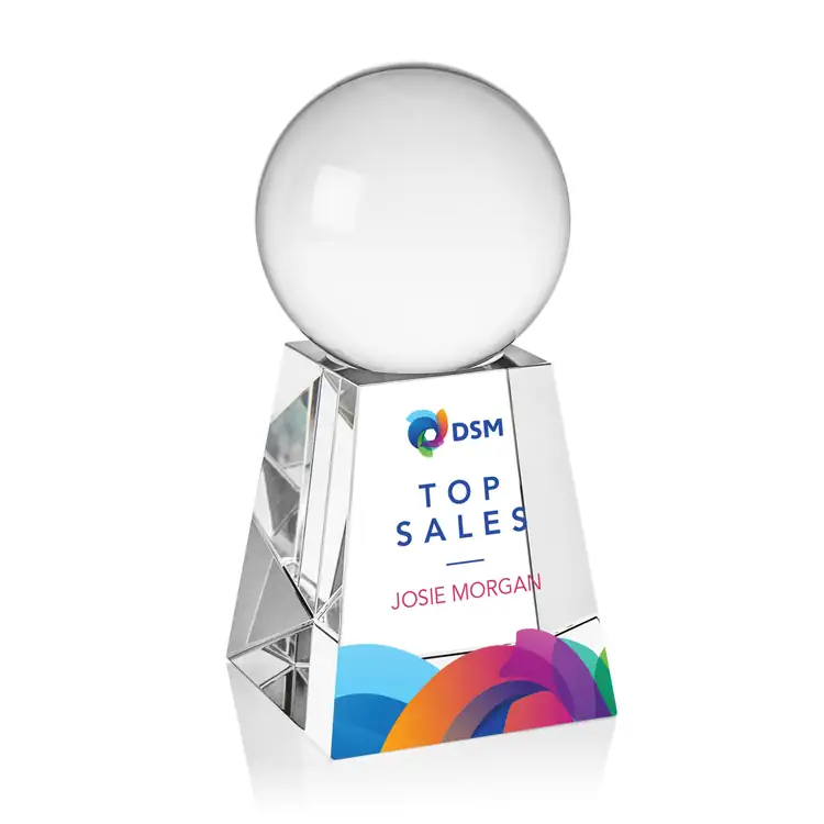 Crystal Ball Optical Crystal Award on Tall Base Multicolor #3