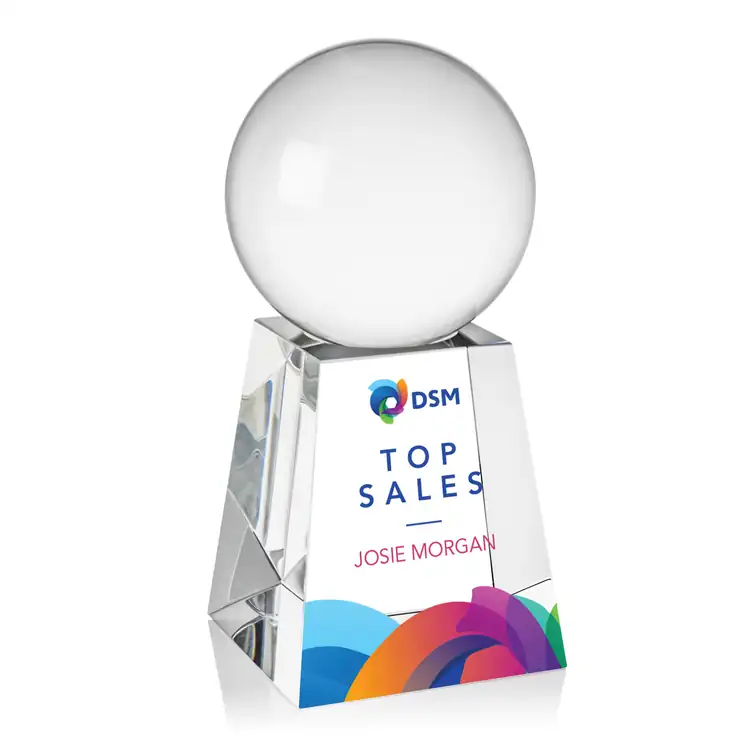 Crystal Ball Optical Crystal Award on Tall Base Multicolor #4