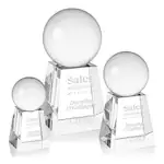 Trophée Crystal Ball en cristal optique sur socle haut