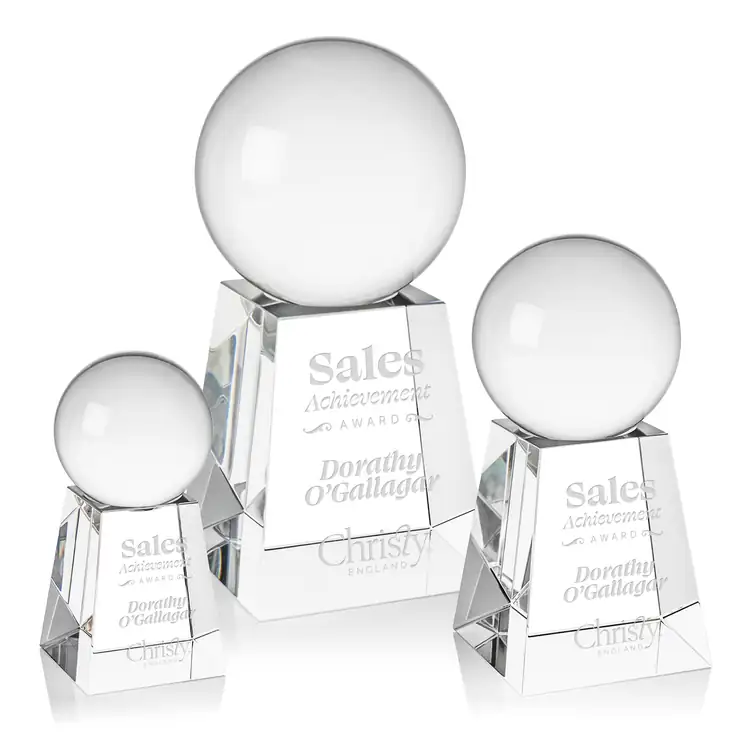 Crystal Ball Optical Crystal Award on Tall Base